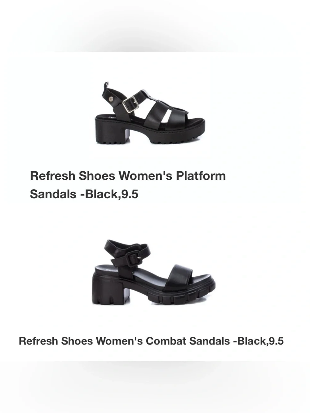 Refresh Women's Black Chunky Platform Sandals - Lightweight - BOGO